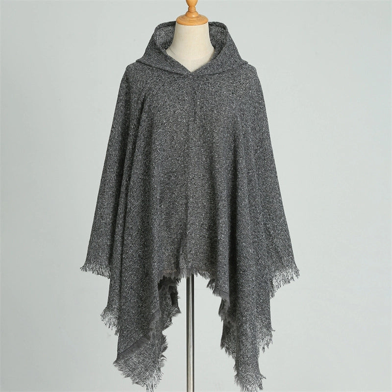 Hooded Cape Plaid Scarf Cashmere Winter Outerwear Warm Shawl New Poncho Best Seller In Europe And America Cloak