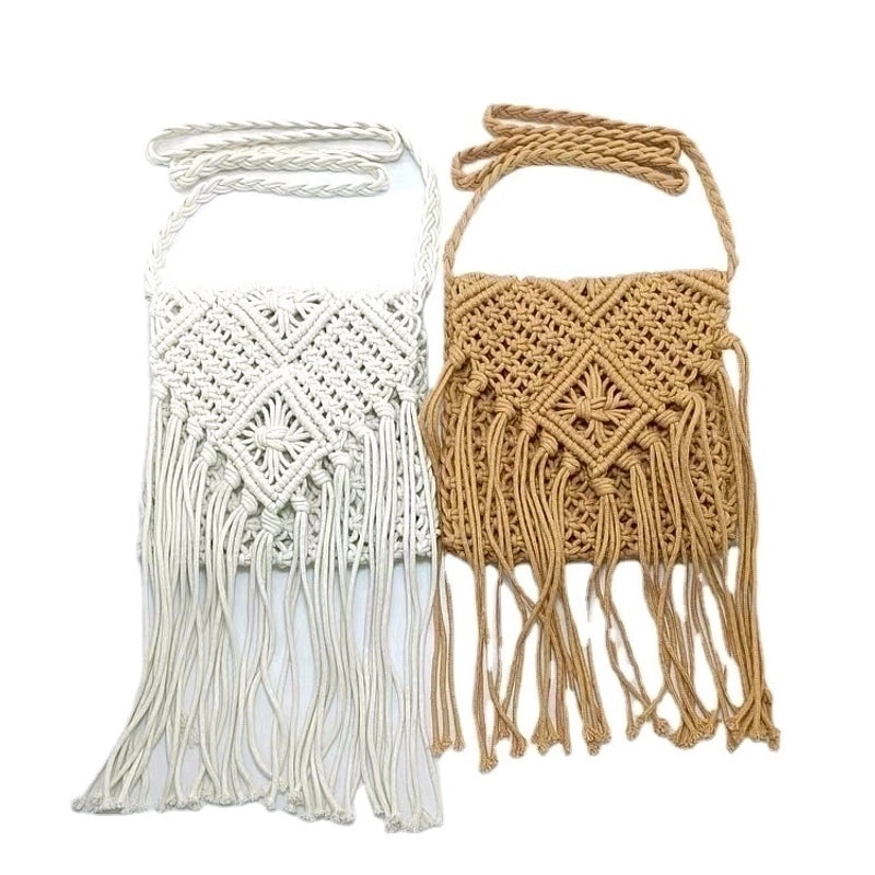 Women's Small Straw Stripe Vacation Square Flip Cover Crossbody Bag
