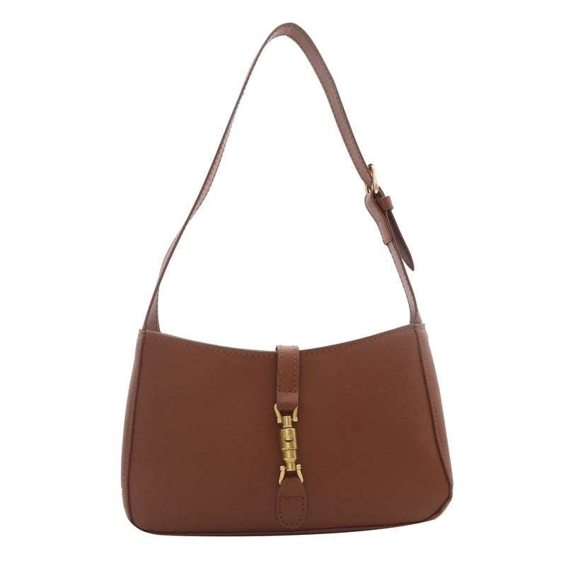 Women's Pu Leather Solid Color Classic Style Lock Clasp Shoulder Bag