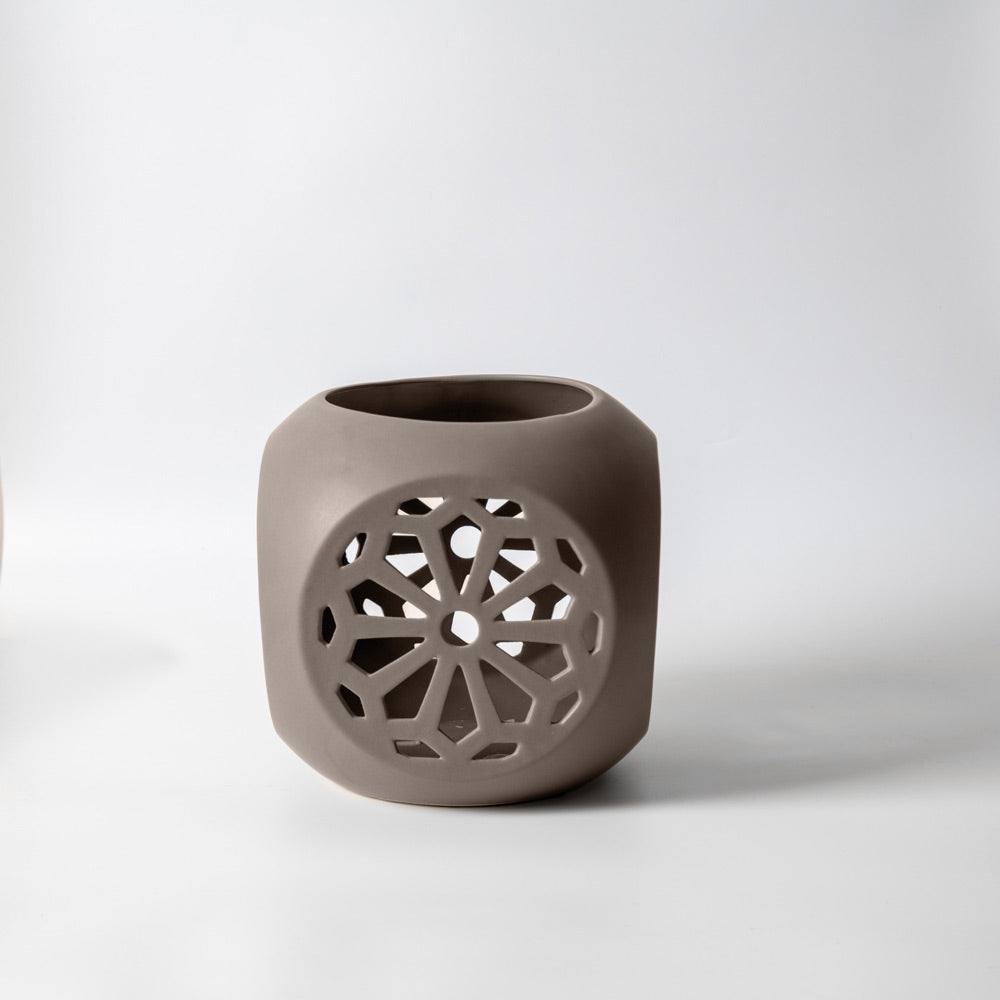 Fiore Ceramic Candle Holder Large - Grey