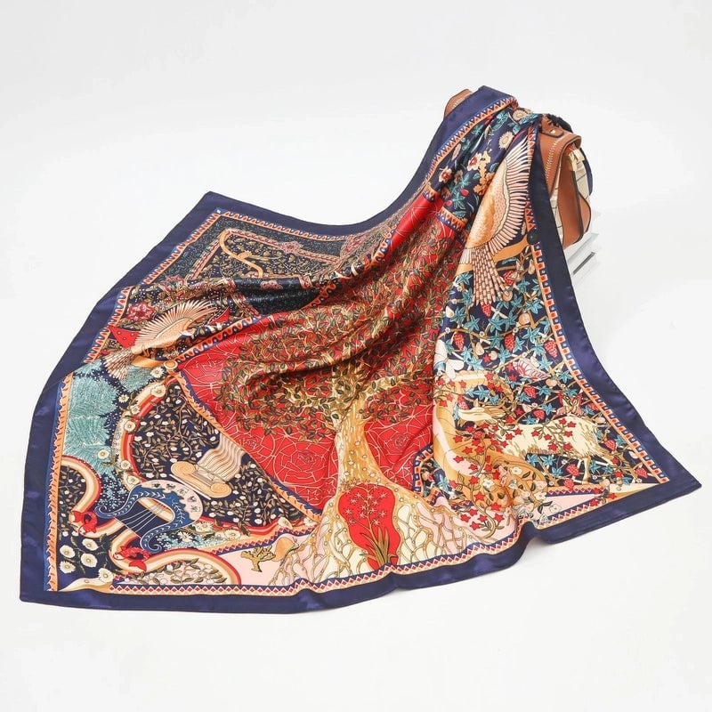 Gaohe Silk Scarf 90cm * 90cm Square Scarf Leopard Print Chain Large Square Scarf Silk Scarf Artificial Silk Scarf For Women