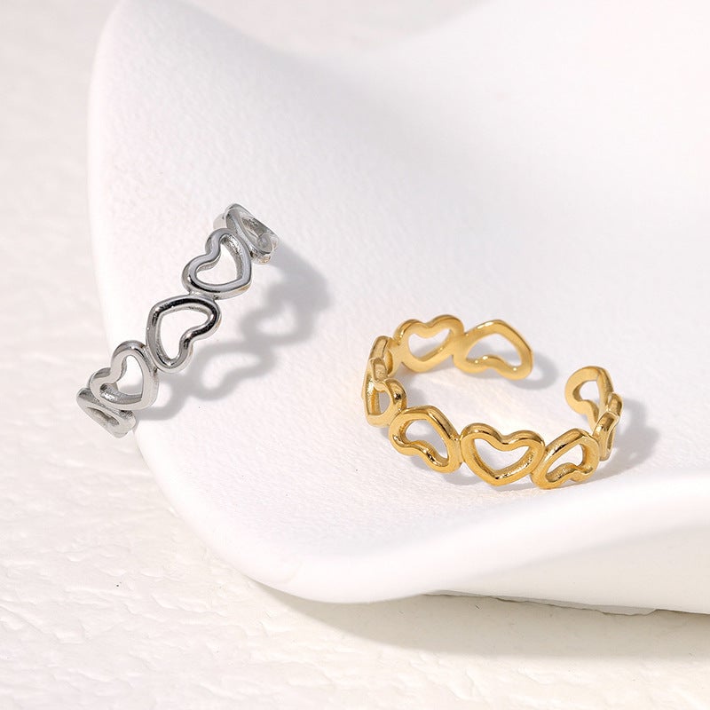 Open Ring Cute Heart Stainless Steel Electroplating Rings