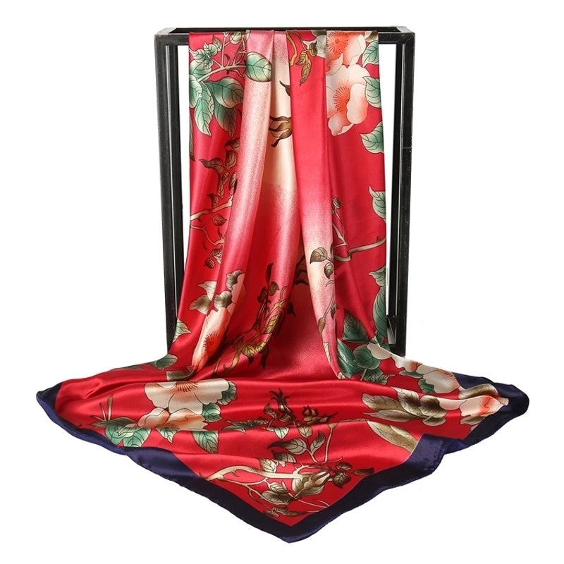 Spring Artificial Silk Women's Satin Scarf Printed All-matching Scarf 90 Large Kerchief Mother's Day Gift