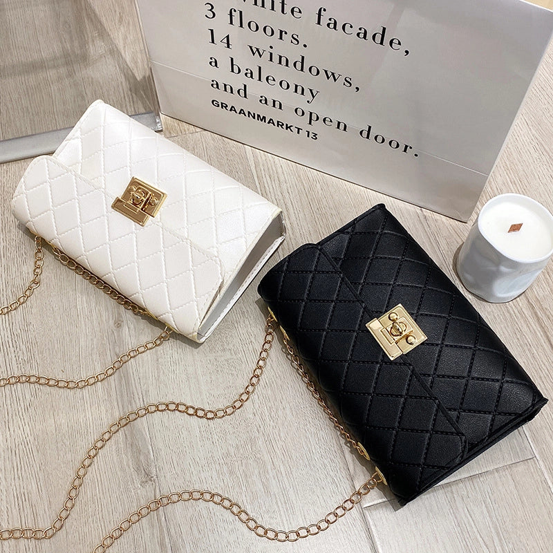New Style Rhombus Plaid Shoulder Chain Small Square Bag