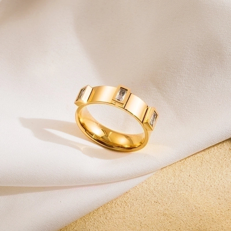 Casual Classic Style Rectangle Stainless Steel Plating Inlay 18k Gold Plated Zircon Rings Bracelets