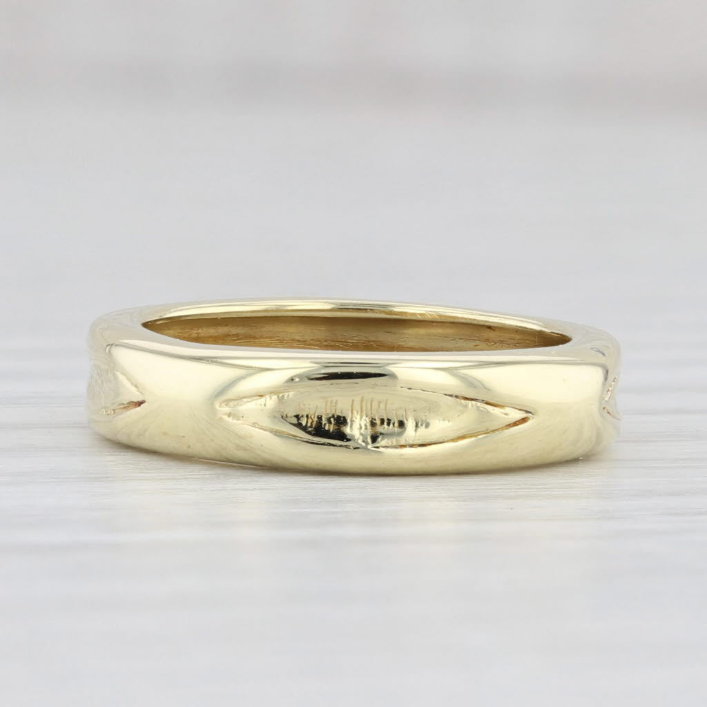 Vintage Tiffany Patterned Band 18k Yellow Gold Size 4.25 Wedding Stackable Ring