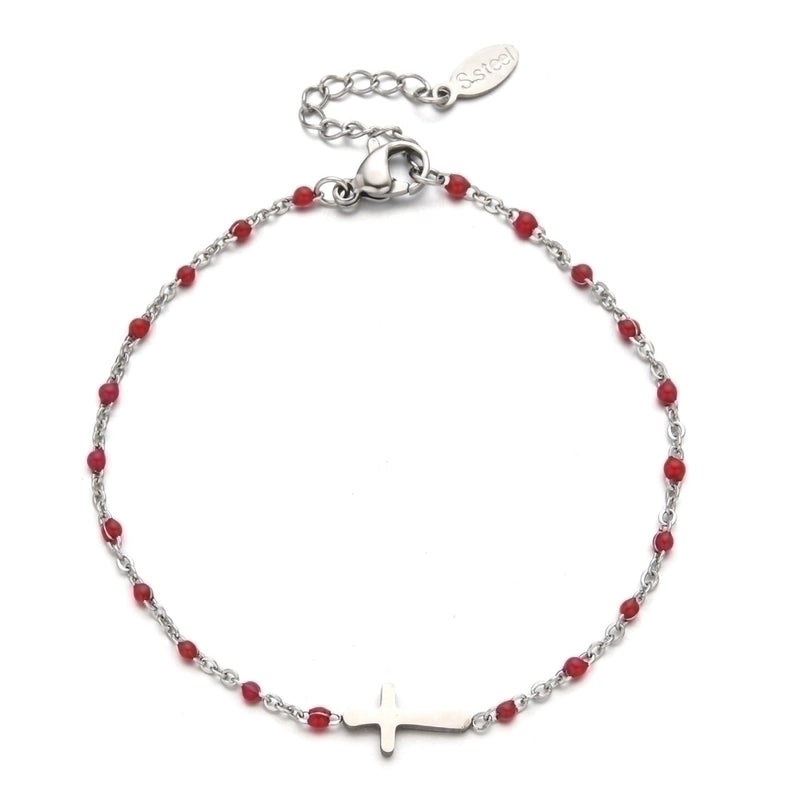 Minimalist Cross Stainless Steel Enamel Plating Bracelets