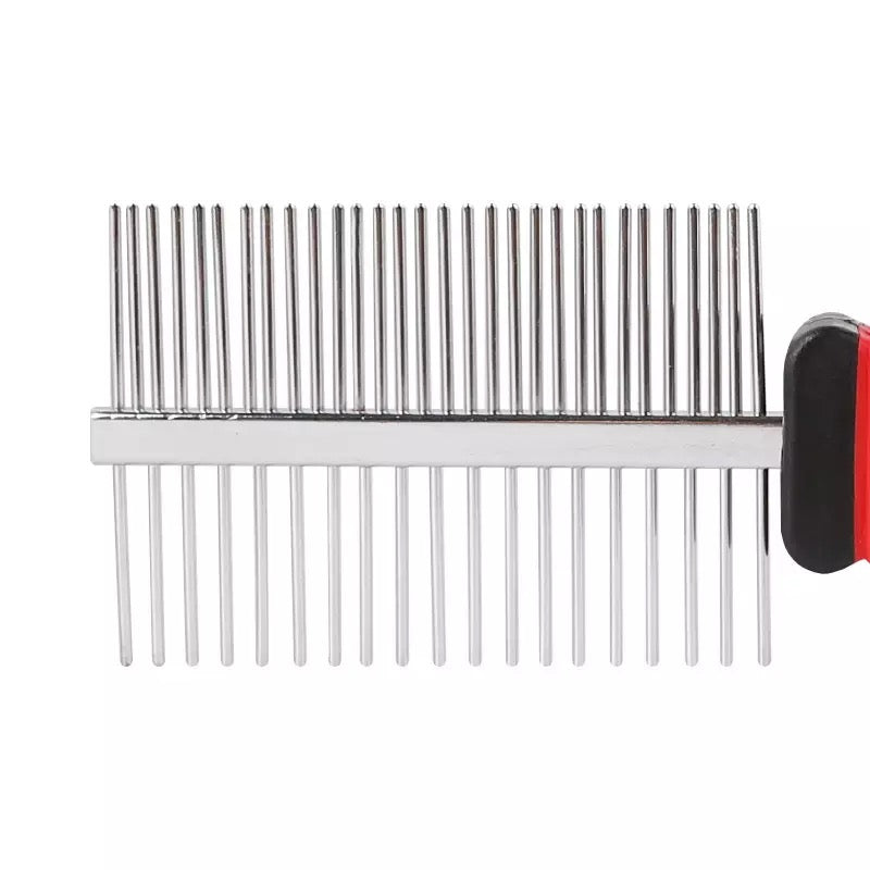 Pet comb - red | double sided stainless steel