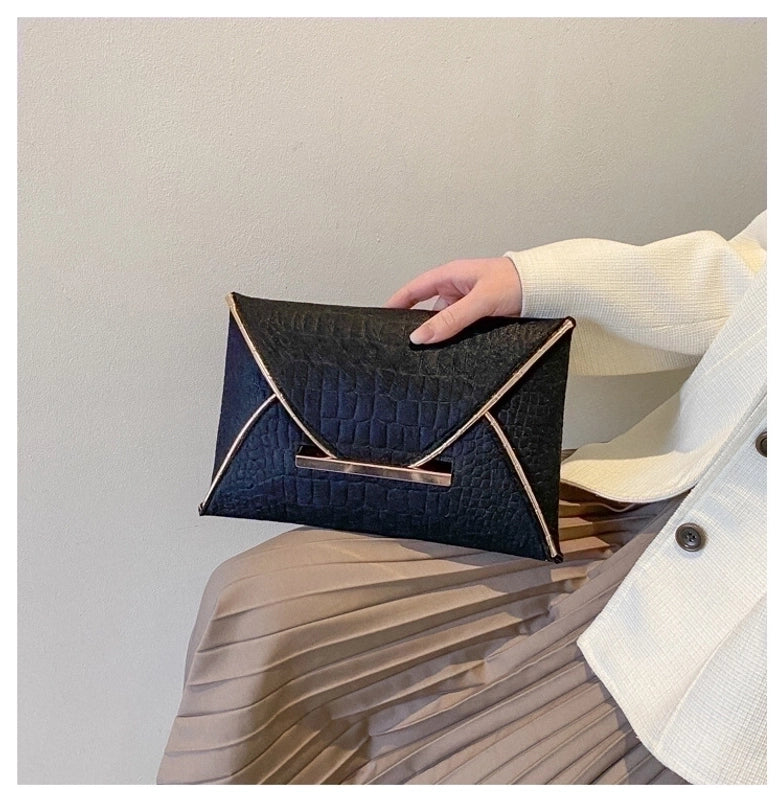 Black Rose Red Khaki Nonwoven Felt Solid Color Square Evening Bags