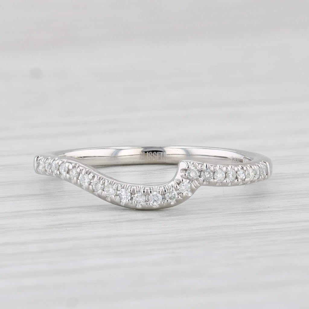 0.10ctw Diamond Wedding Band Guard 14k White Gold Size 7 Stackable
