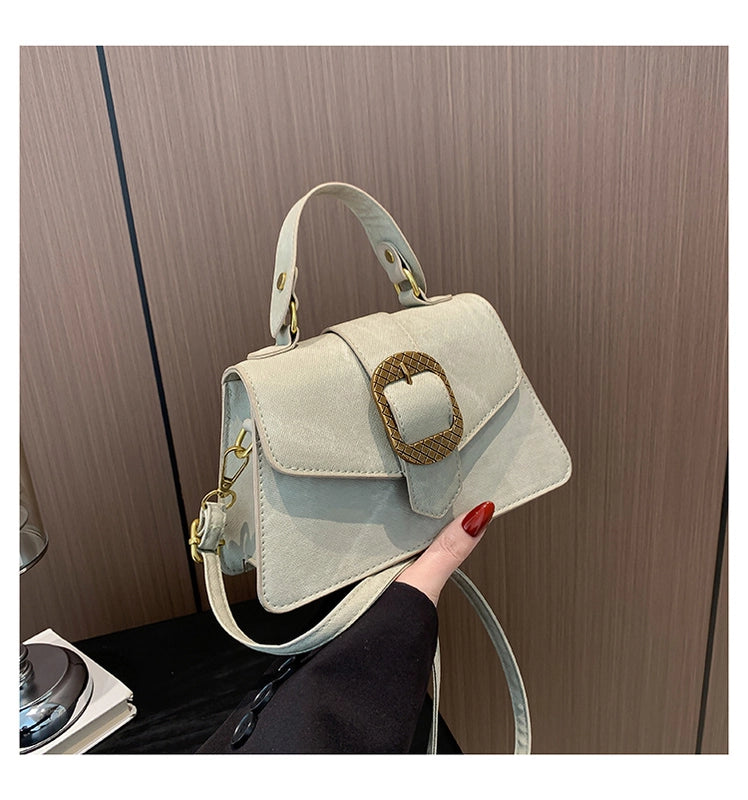 Women's Pu Leather Solid Color Streetwear Square Flip Cover Handbag
