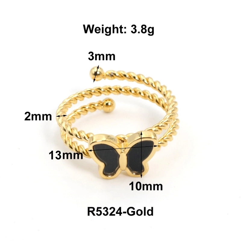Vintage Style Classic Style Geometric Heart Shape Butterfly Titanium Steel Plating Rings