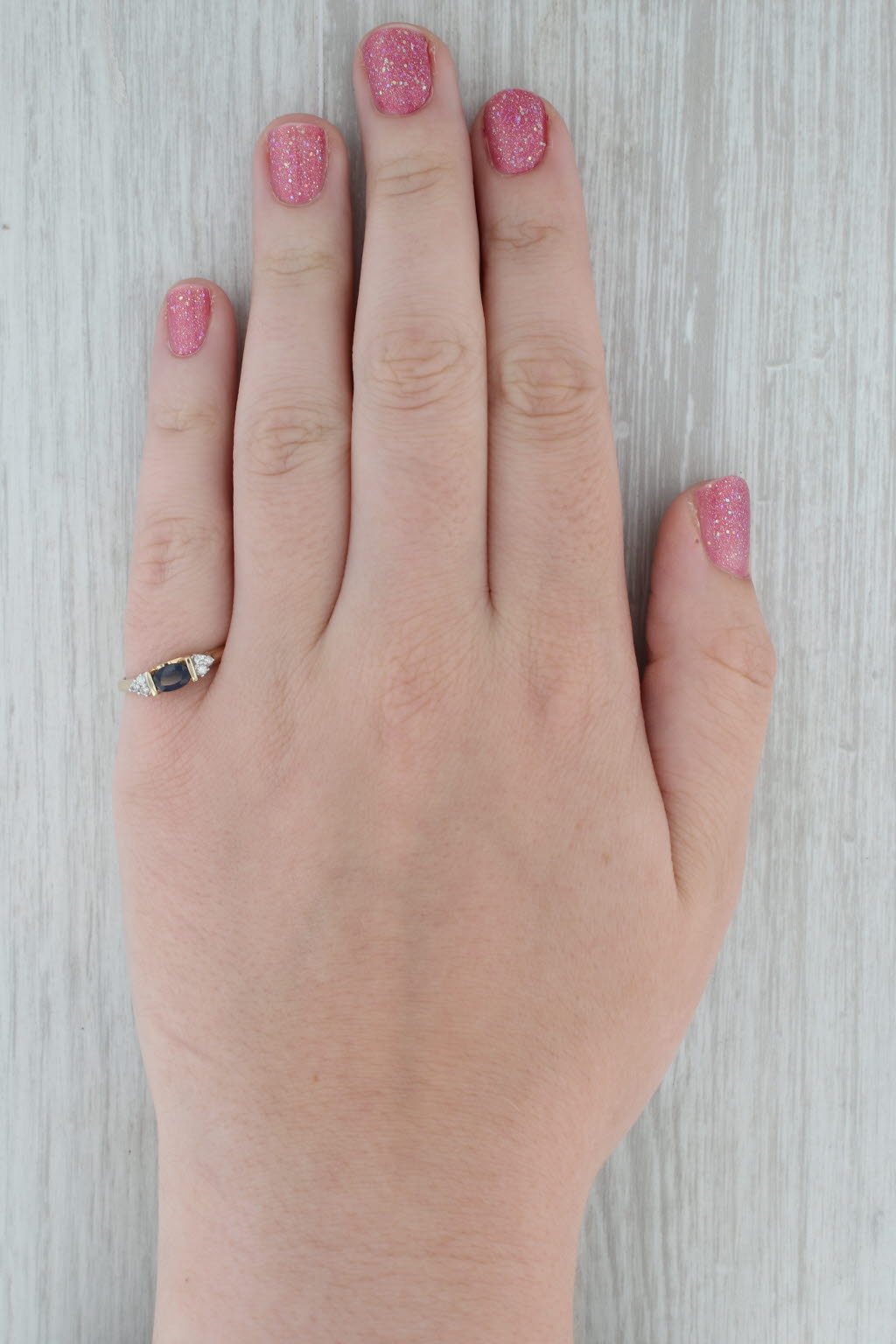0.70ctw Blue Sapphire Diamond Ring 14k Yellow Gold Size 7 Stackable