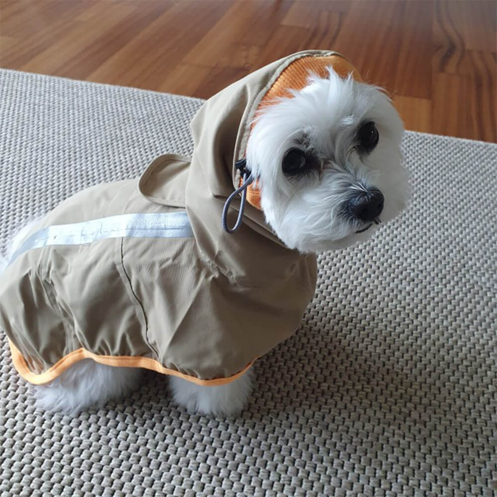 Outdoor Lightweight Waterproof Dog Raincoat with Reflective Strip Hoodie