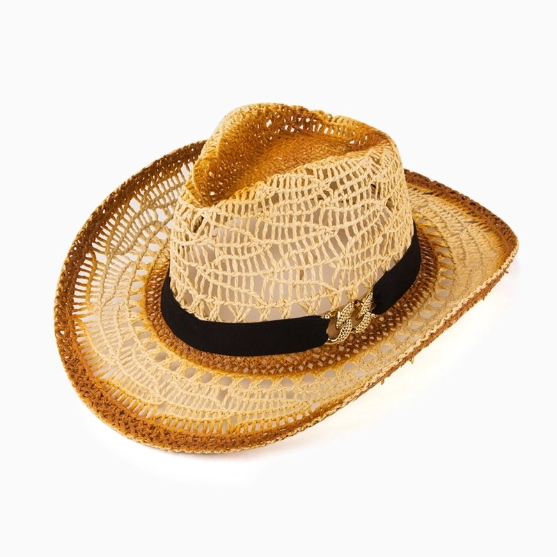 Women's Tropical Cool Style Color Block Big Eaves Fedora Hat