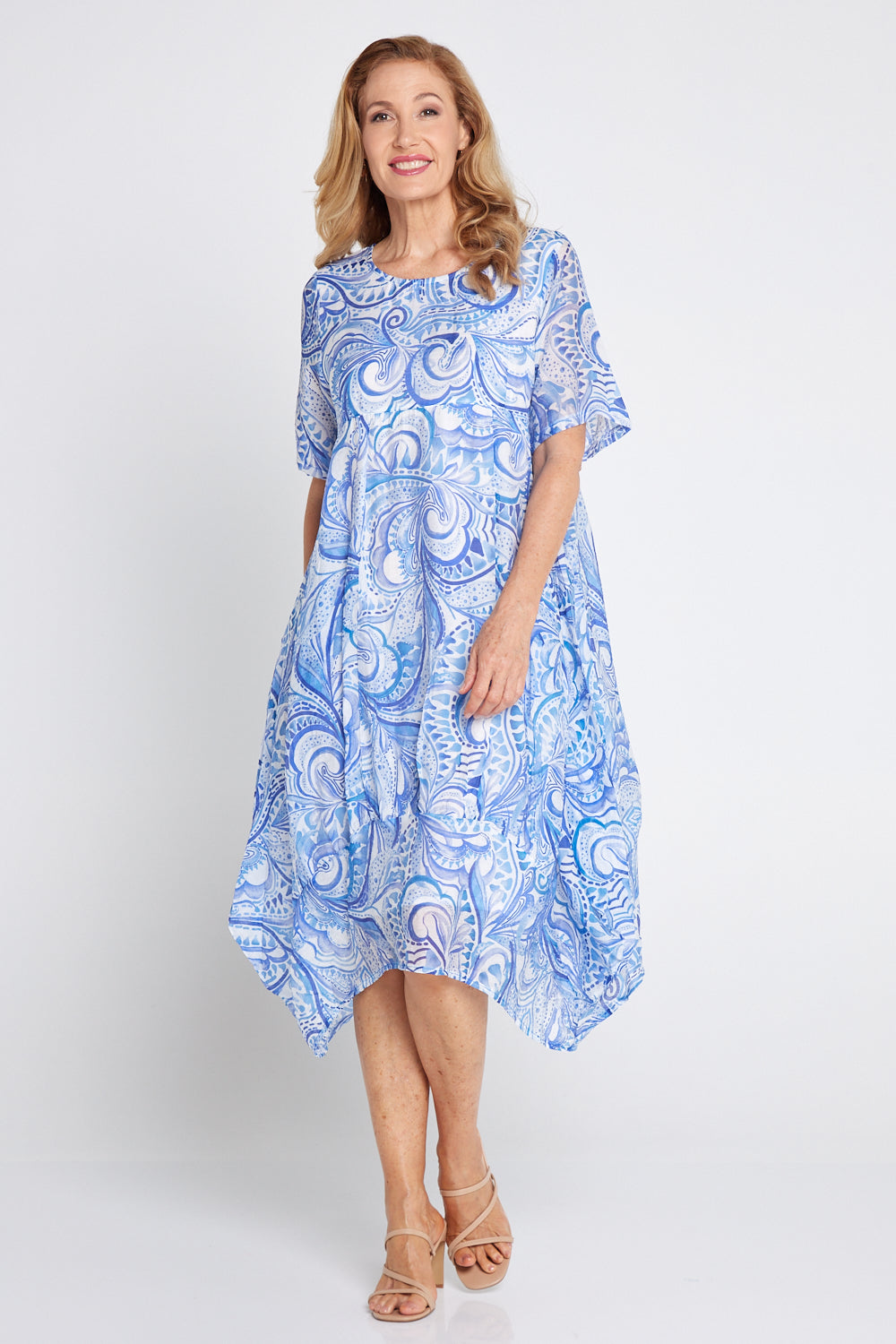 Ashmore Tencil Dress - Cobalt Watercolour Paisley