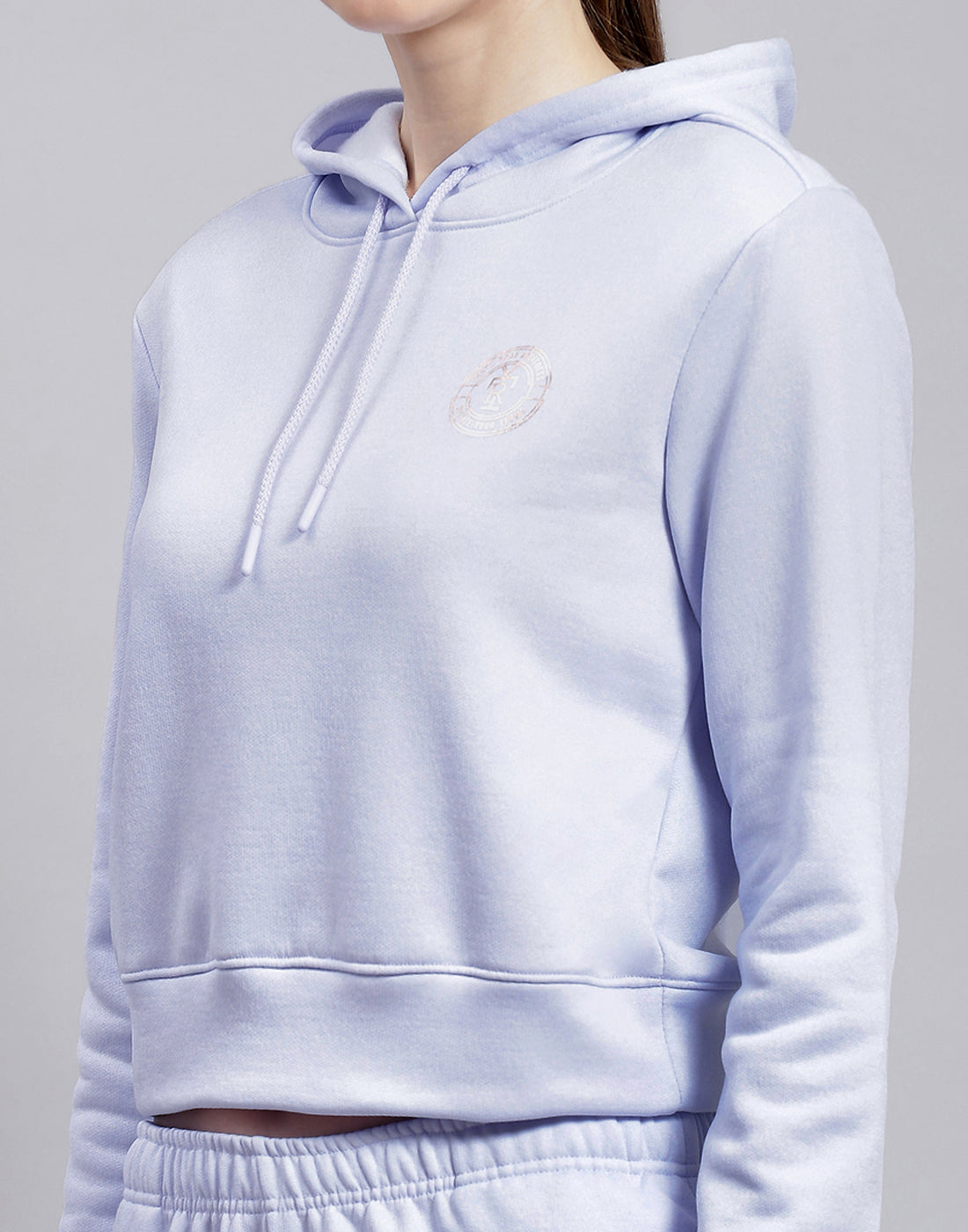 Women Blue Solid Hooded Full Sleeve Tracksuit