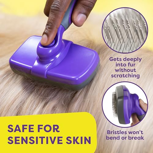 Hertzko Dog & Cat Brush, Cat & Dog Grooming, Self Cleaning Slicker Bru