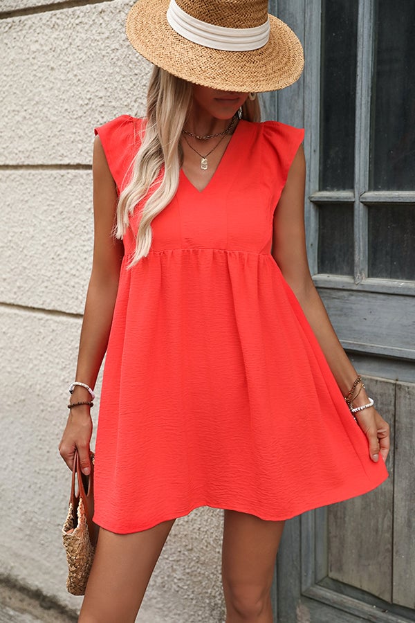 Fashion V Neck Solid Color Casual Dress