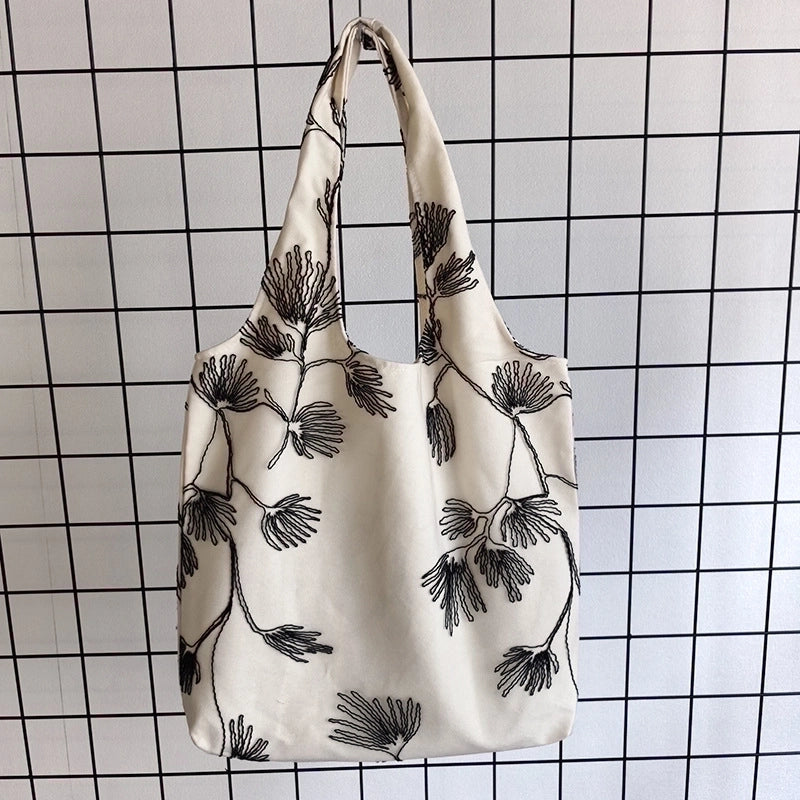 Women's Large Canvas Daisy Classic Style Square Open Underarm Bag