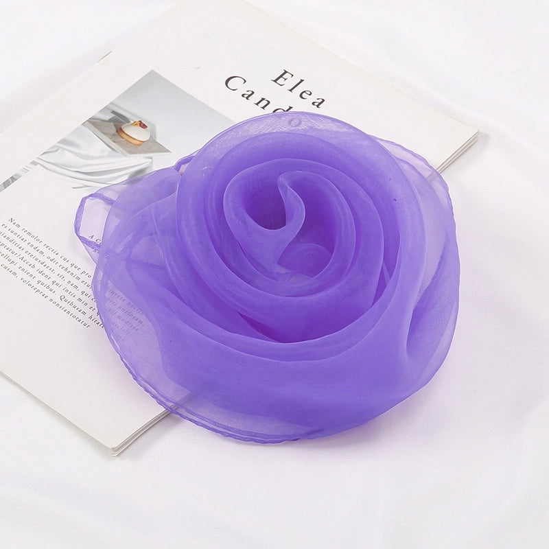 Unisex Basic Minimalist Solid Color Organza Silk Scarf