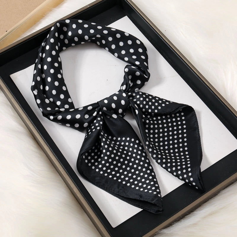 Women's Elegant Color Block Flower Satin Silk Scarf Kerchief