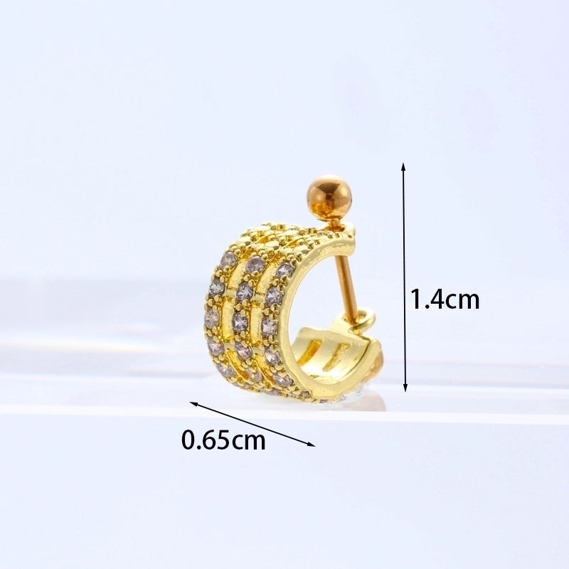 Ear Cartilage Rings & Studs Fashion U Shape 316L Stainless Steel  Copper Inlaid Zircon