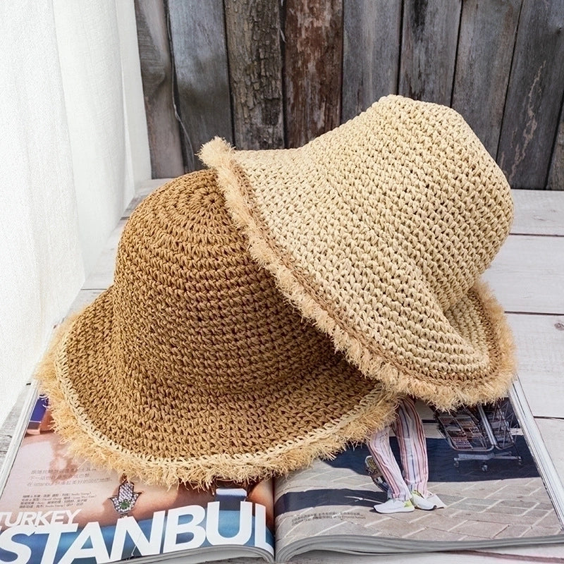 Women's Vacation Solid Color Flat Eaves Straw Hat