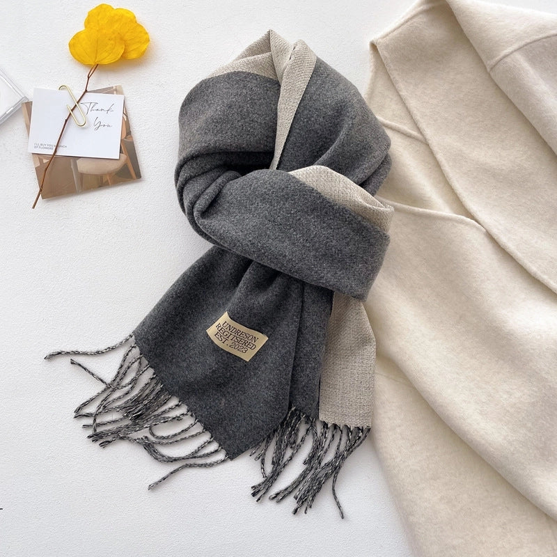 Autumn And Winter New Light Luxury ~ Coat Mate Double-sided Solid Color Scarf Women's Style Cashmere-like Warm Shawl Scarf