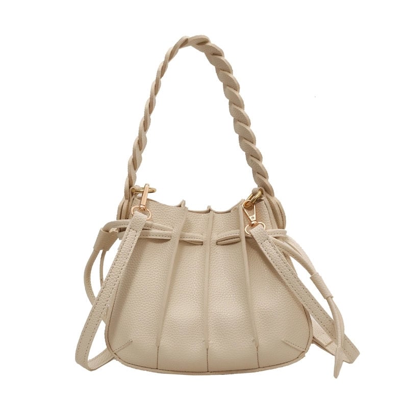 Women's Small Pu Leather Solid Color Streetwear String Shoulder Bag