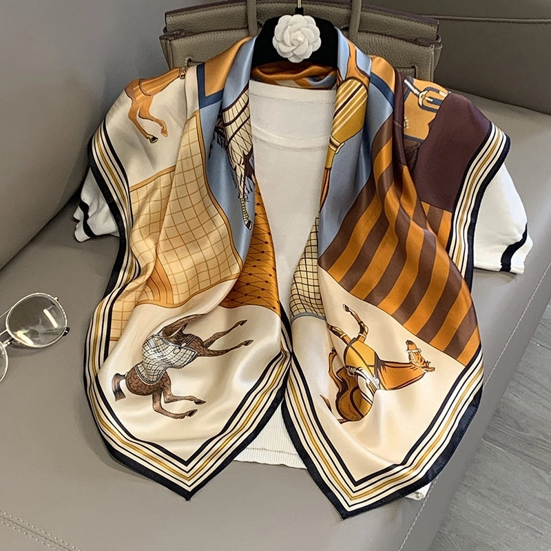 Women's Elegant Minimalist Printing Silk Printing Silk Scarf