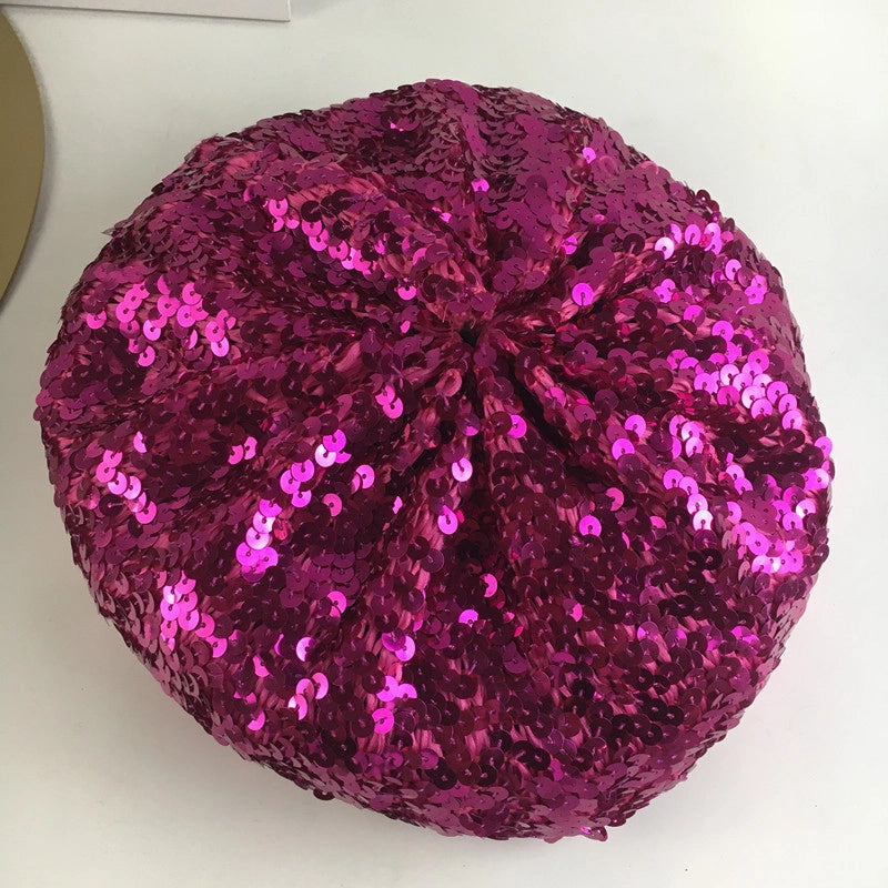 Nightclub Fashion Sequin Hat Style Ladies Watch Performance Dress Up Beret Hat Spring And Summer Thin Beret Fashion