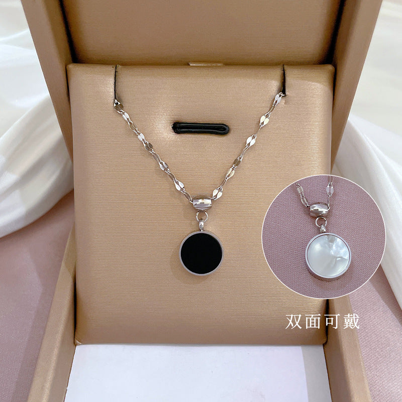 2 Pieces Cartoon Leaf Gourd Lily Of The Valley Geometric Titanium Steel Electroplating Necklaces
