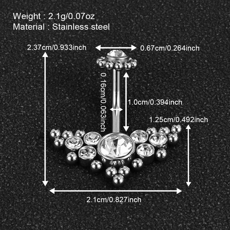 1 Piece Belly Rings Minimalist Classic Style Solid Color 302 Stainless Steel 316 Stainless Steel  Polishing Rhinestone Inlay Diamond Belly Rings