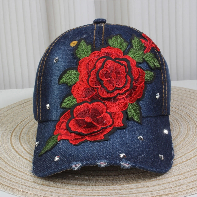 Unisex Streetwear Letter Usa Flower Curved Eaves Baseball Cap
