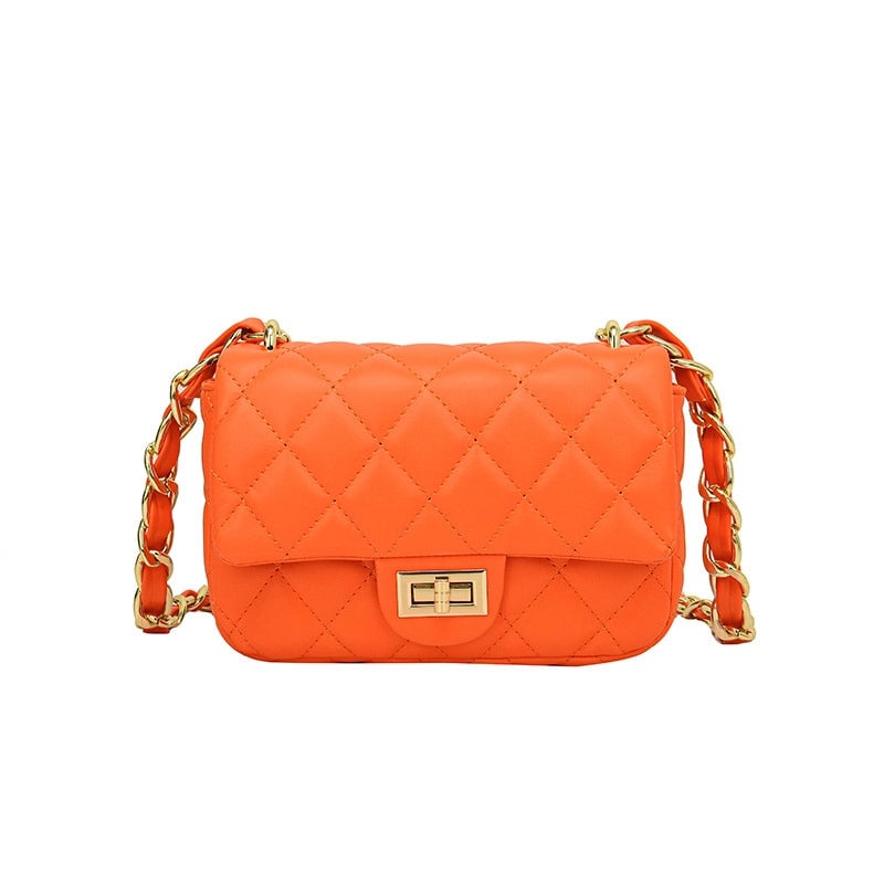Women's Pu Leather Lingge Elegant Sewing Thread Square Flip Cover Shoulder Bag Crossbody Bag