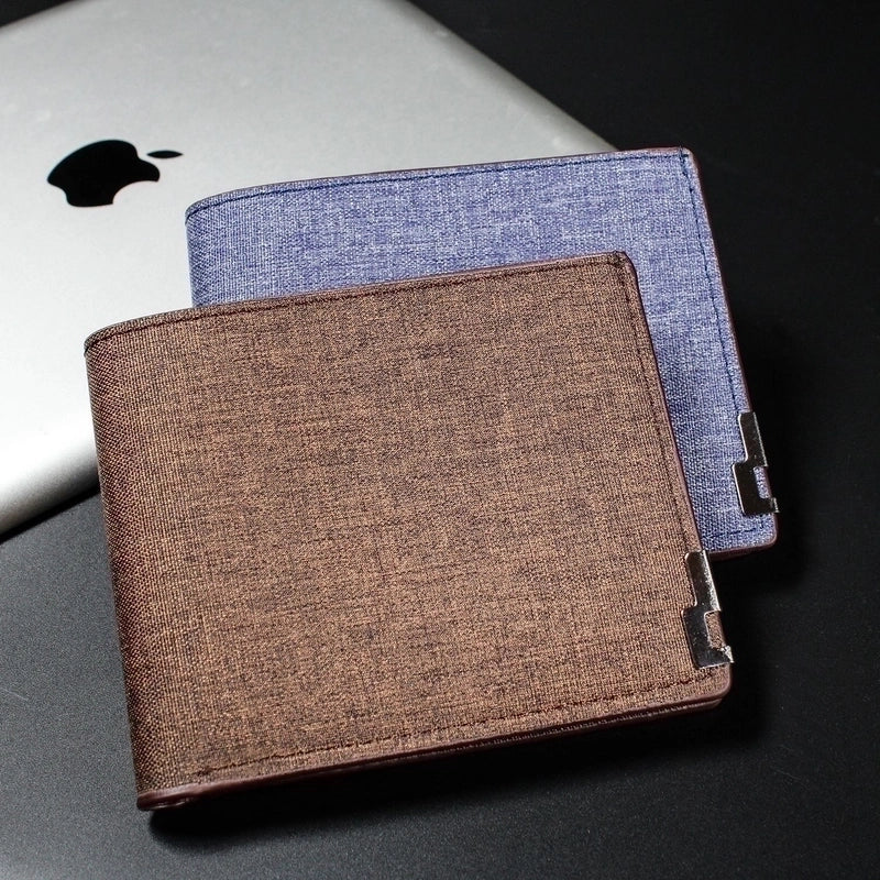 Men's All Seasons Denim Solid Color Classic Style Square Open Small Wallet