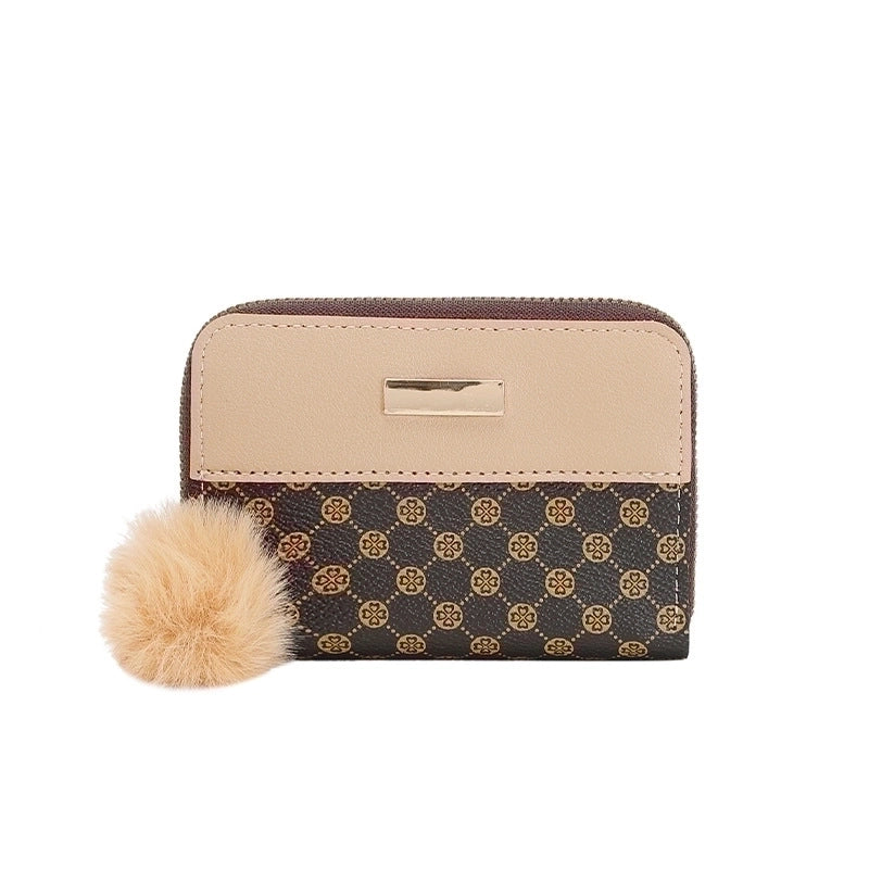 Women's Color Block Pu Leather Zipper Wallets