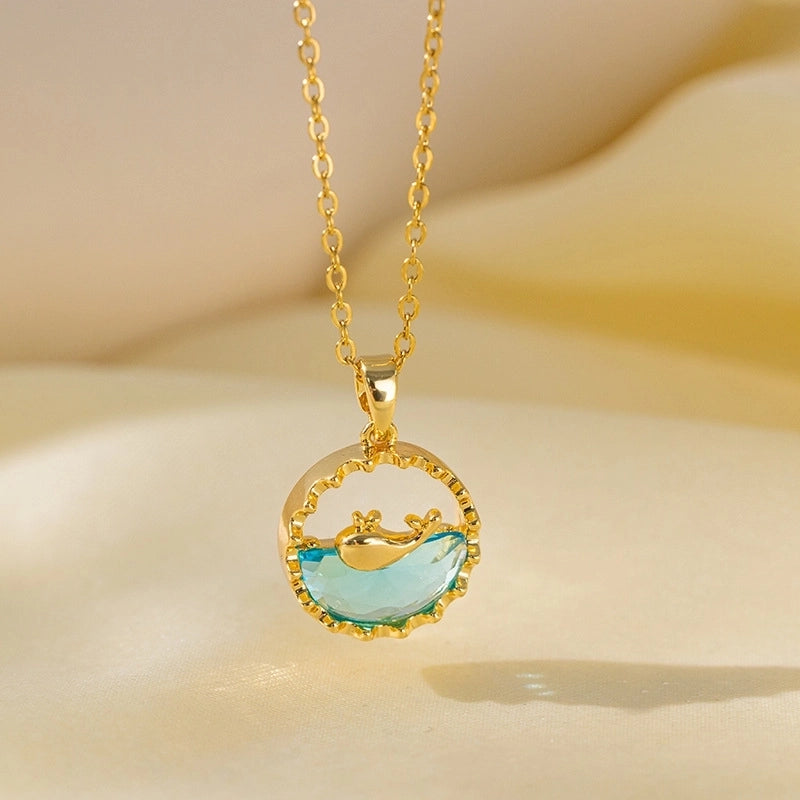 Sweet Minimalist Star Heart Shape Bow Knot Titanium Steel Zircon Plating Inlay Pendant Necklace