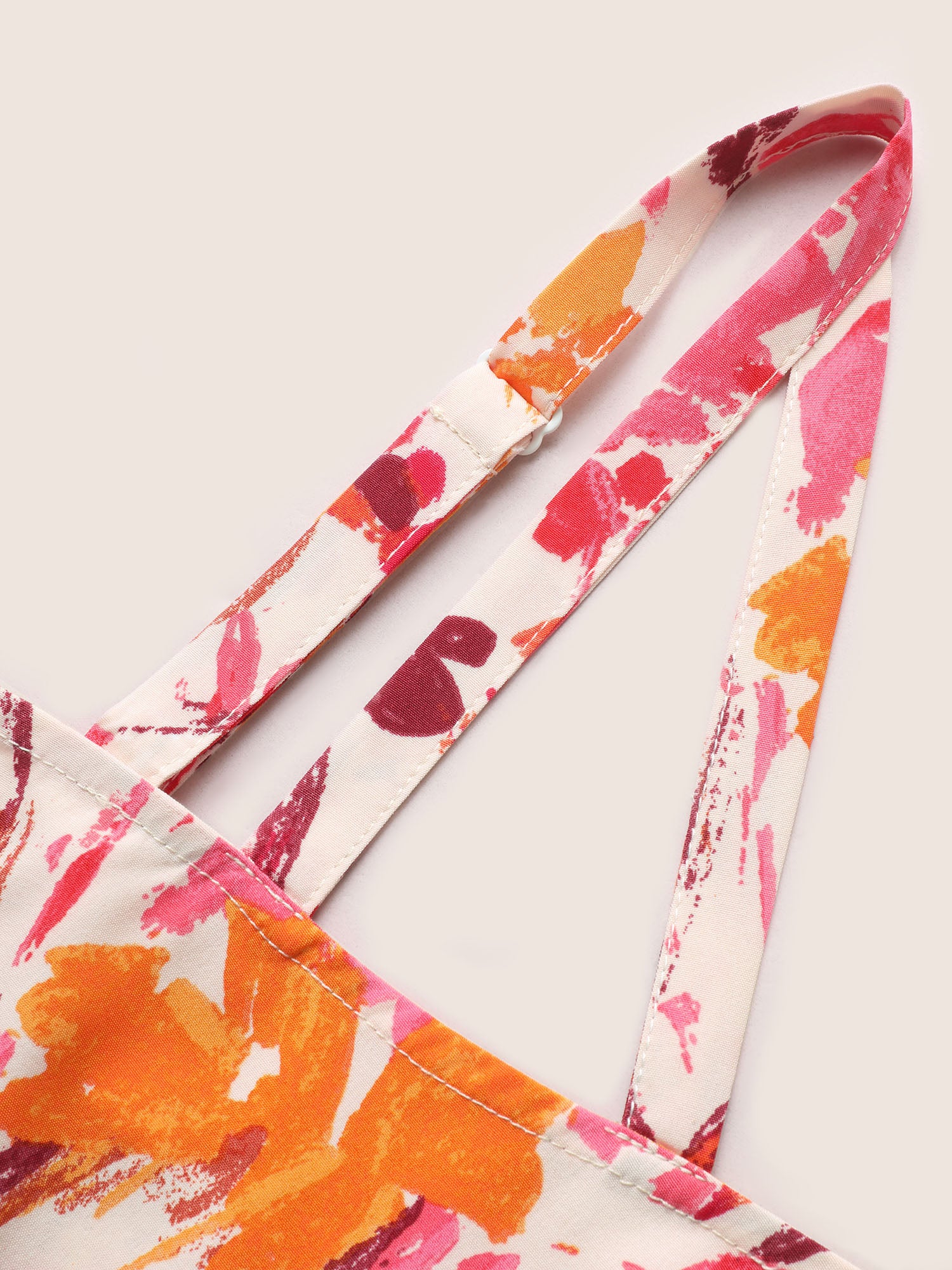 Asymmetrical Neck Watercolor Floral Pleated Dress