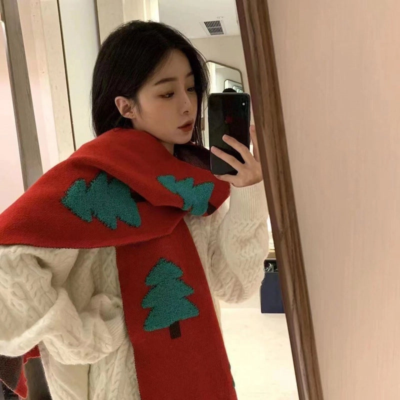 Unisex Cute Sweet Elk Polyester Scarf