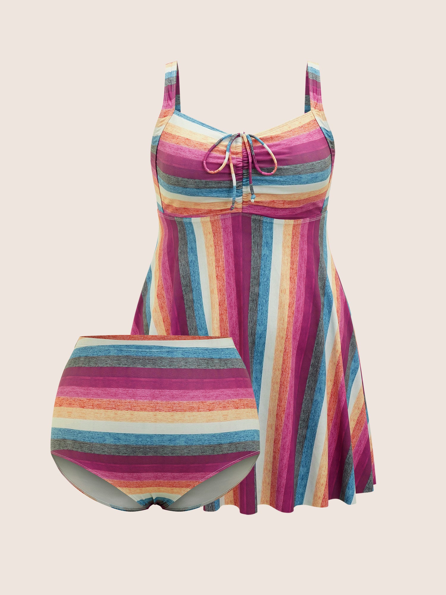 Contrast Striped Tie Knot Swim Dress