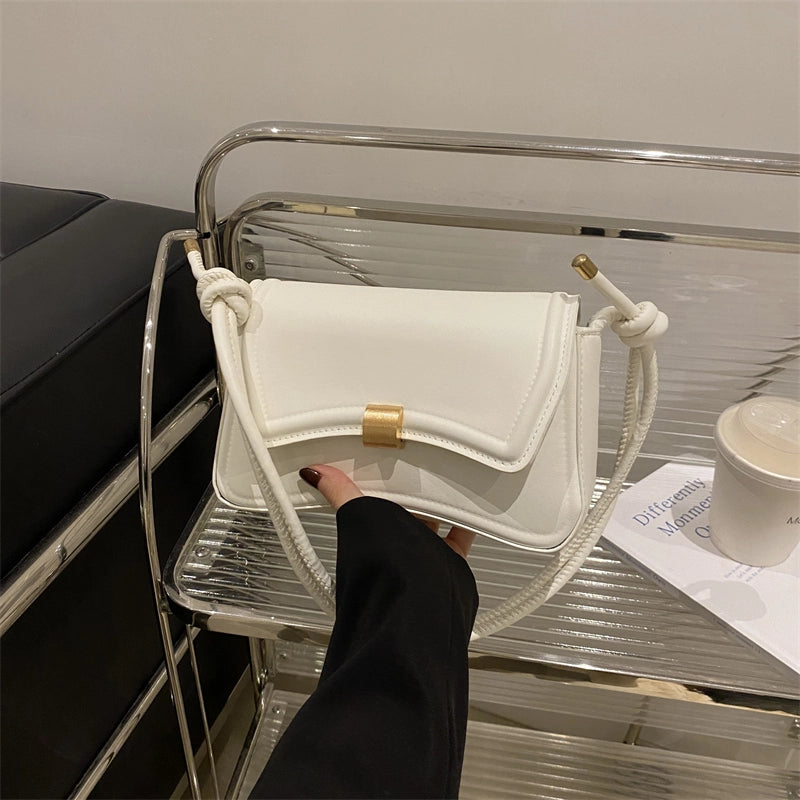 Women's Pu Leather Solid Color Basic Square Magnetic Buckle Shoulder Bag Crossbody Bag