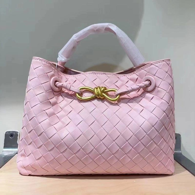 Women's Pu Leather Solid Color Classic Style Weave Square Magnetic Buckle Shoulder Bag