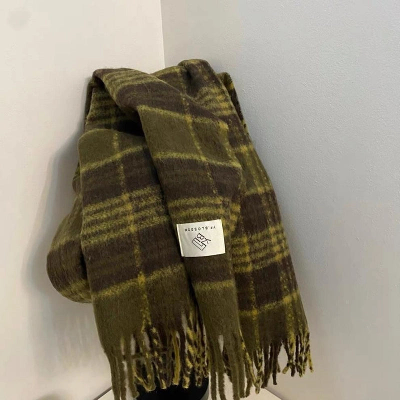 Women's Lady Minimalist Lattice Imitation Cashmere Scarf