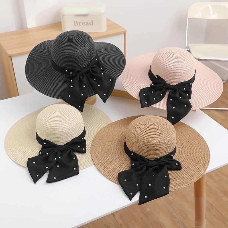 Women's Minimalist Classic Style Color Block Wide Eaves Straw Hat