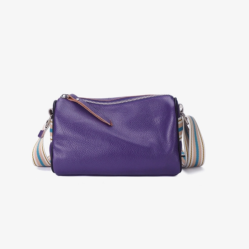 Women's Medium Leather Solid Color Basic Zipper Shoulder Bag