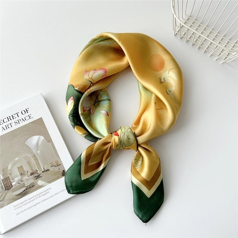 Women's Preppy Style Sweet Minimalist Plant Polyester Printing Silk Scarf