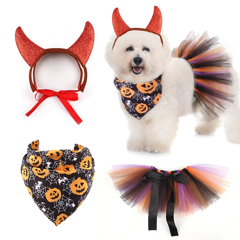 Halloween Pet Atmosphere Clothing Accessories Set Halloween Cat Dress Up Pet Suit Dress Up
