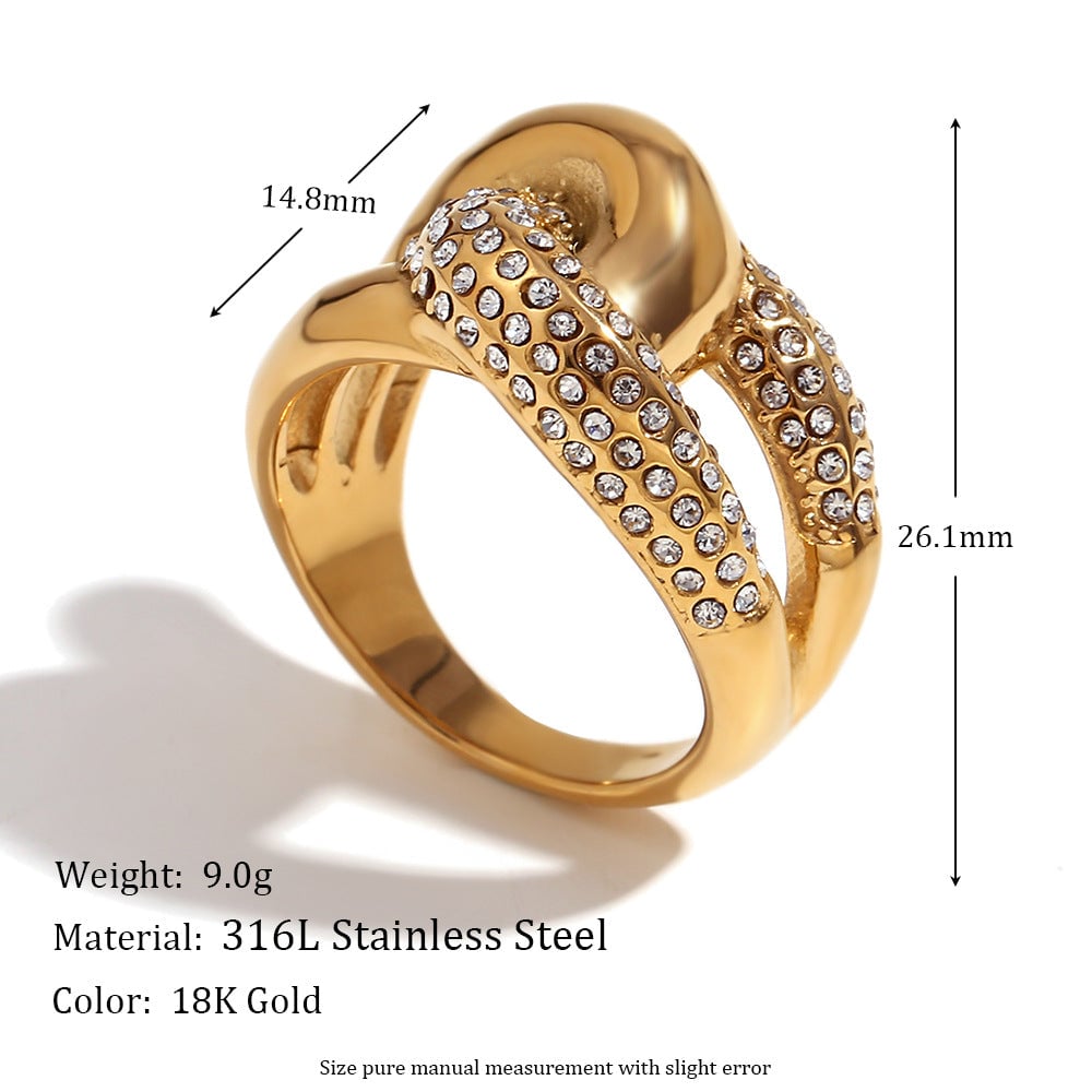 Fashion Versatile Circle Geometric Stainless Steel 18K Gold Plated Rings